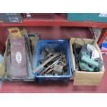 Tools - Britool Socket Set, Record planes, saws, Bosch electric drill and saw (untested sold for