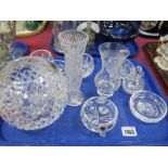 A Lausitzer Cut Glass Bowl, Royal Doulton crystal and other crystal bowls,(10):- One Tray