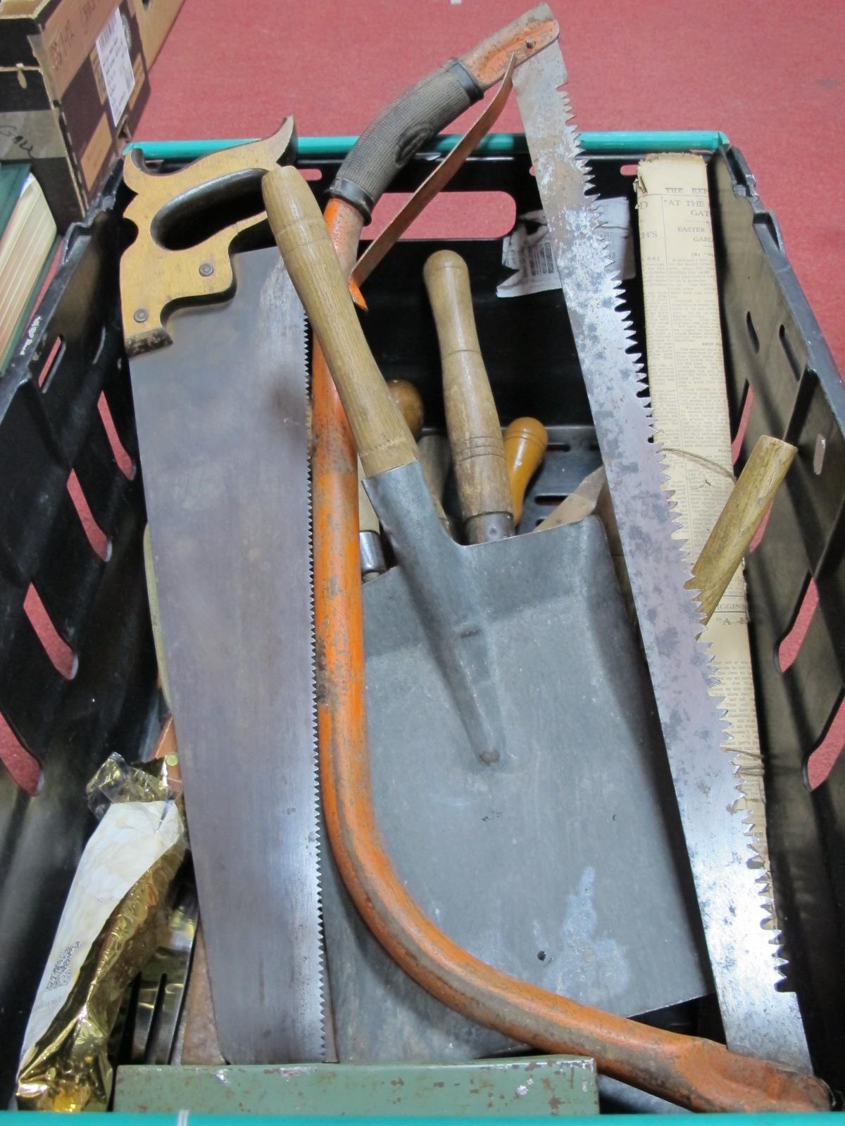 Saws, shovel, other tools:- One Box