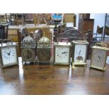 Schatz, Smiths (2), Helveco carriage style clocks Genalex & Smiths lantern style clocks. (6)