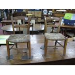 Pair of Circa Early XX Century Beech Small Child's/Dolls Chairs, each with bar back and rush seat.