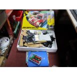 Scalextric 2, John Cooper Challenge, boxed, related magazines, Airfix Lotus, Ferrari and others.