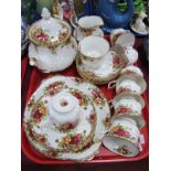 Royal Albert 'Old Country Roses' Tea Ware, of twenty four pieces including tea pot, all first