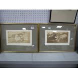 Gilbert, 'Three Ponies' & 'Grymayl & Friend' pair of limited edition of 25 etchings signed and dated