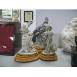 Three Italian Lamp Bases, as exotic bird and ladies.