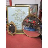 Guiness Mirror, together with two gilt metal mirrors, prints, etc (3).