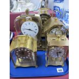 Prescott, Koma, & Schatz brass cased anniversary style mantle clocks. (5)