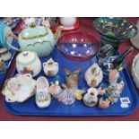 Poole Pickle Jar, Sadler tea pot, Swarovski glass candlestick, Hathause Ms glass bowl, inscribed