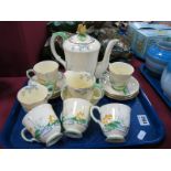 Staffordshire Art Deco Yellow Floral Coffee Services, of fifteen pieces 713941, including coffee