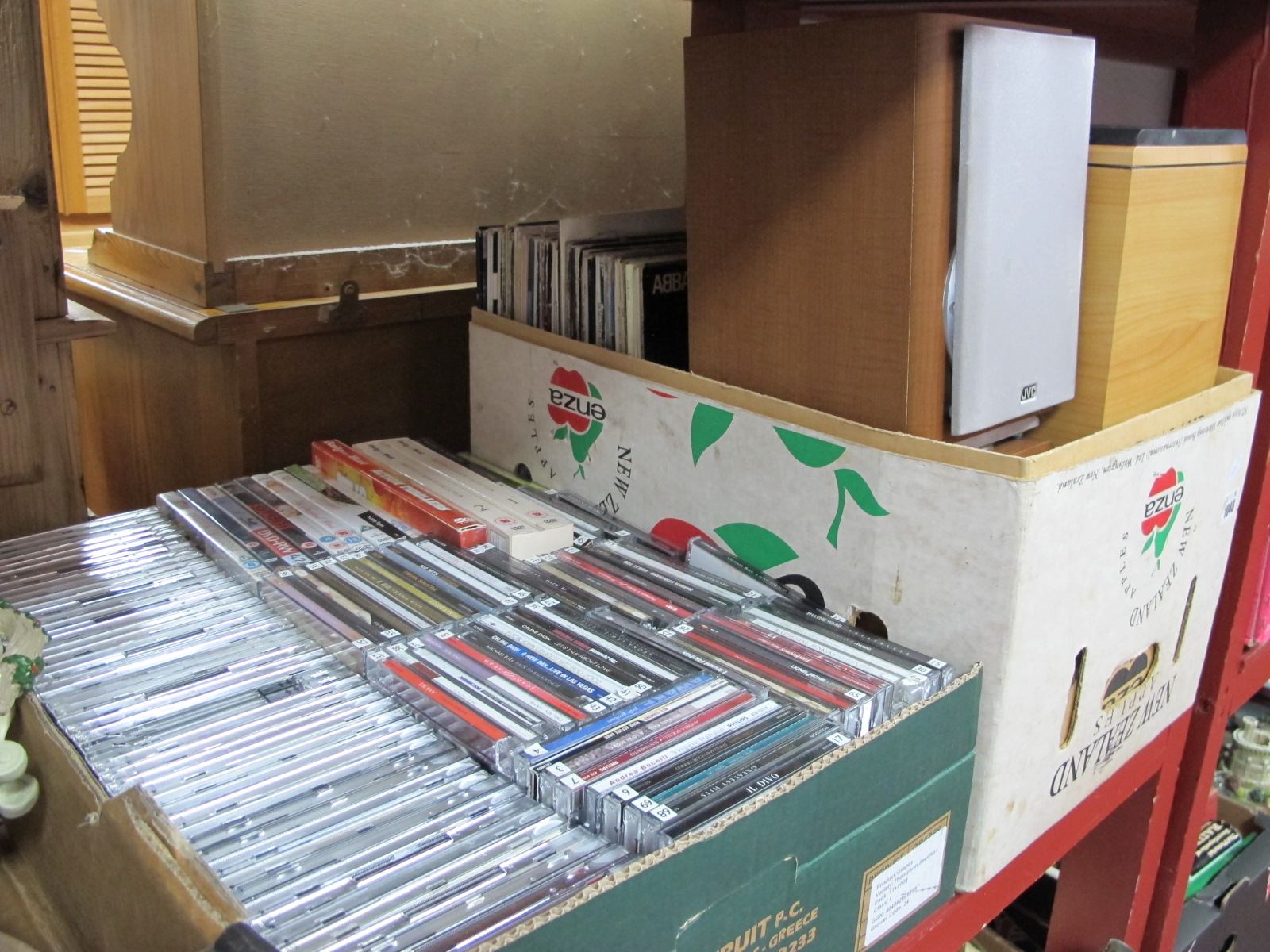 CD's, LP Records, Speakers, etc:- Two Boxes