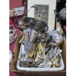A Hugh Fisher - two signed prints. Rogers silver plated basket, teapot, quantity of cutlery.