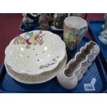 Clarice Cliff for Wilkinson's Posy Bar '861', 19cm wide, salad bowl and stand, Raford butterfly