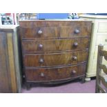 A Mid XIX Century Mahogany Bow Fronted Chest of Drawers, with moulded edge, two short and three long