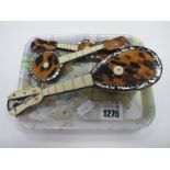 A Miniature Tortoiseshell Mandolin, 20cm long, guitar and banjo.