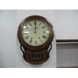 A XIX Century Walnut White Dial Wall Clock, "Stratz & Ehrenbach Perth", with a circular dial and