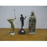 A Table Lighter in the Form of a Knight, gold figure, XIX Century figure of Don Quixote.