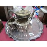 Joseph Rodgers Three Piece Plated Tea Service, with associated shaped salver.