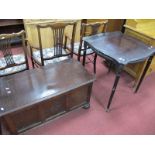 Early XX Century Mahogany Window Table, shaped top, tapering legs; together with a oak blanket