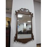 A XVIII Style Mahogany Wall Mirror, with fretwork decoration, 68cms.