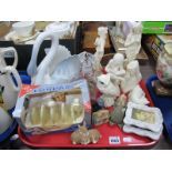 Nao Swan, Italian figurines, Lurpak toast rack, scent bottle, etc:- One Tray
