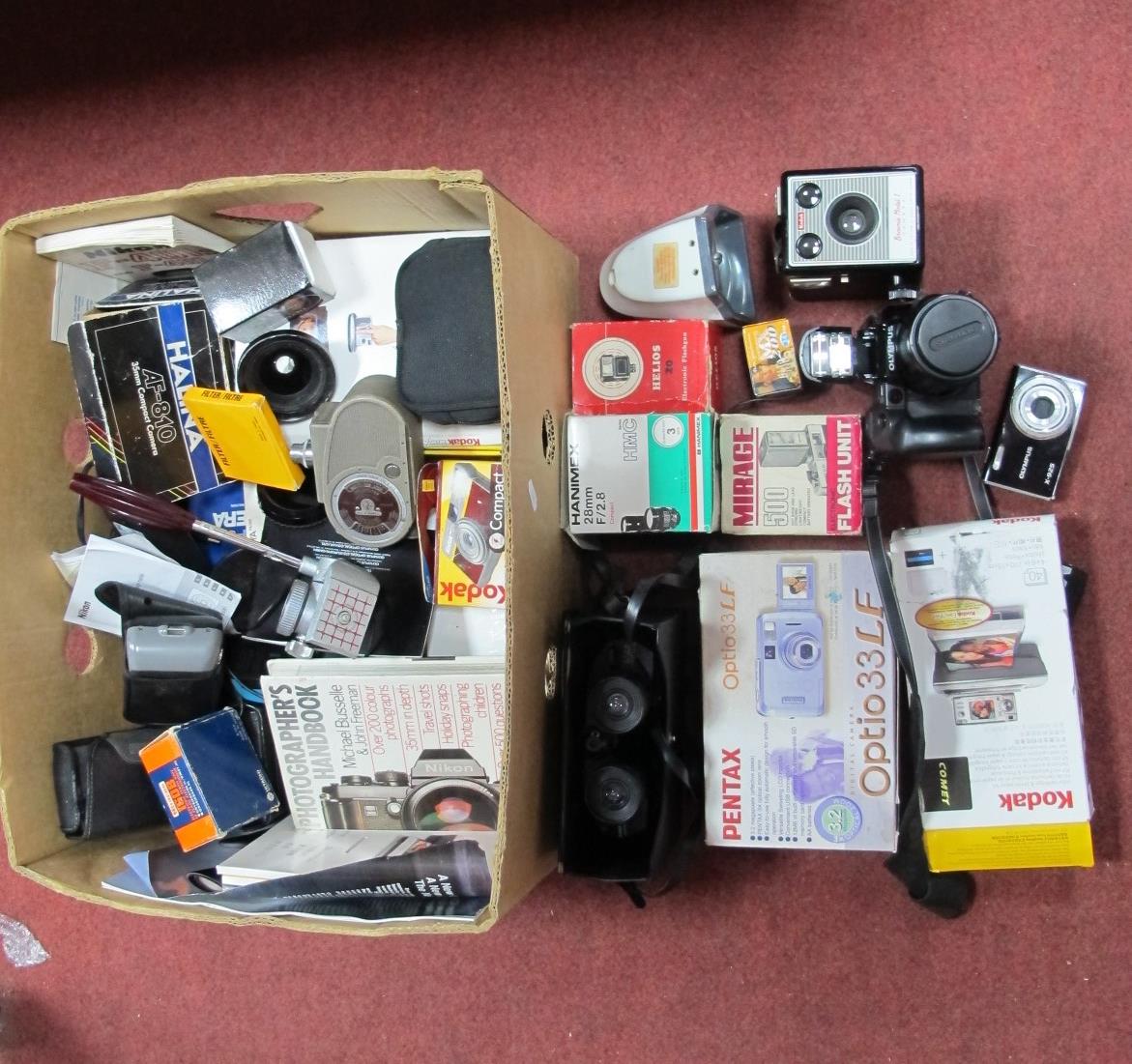 Bell & Howell Sportster, Olympus IS-1000, Kodak and other cameras, accessories:- One Box