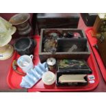 A Japanese Black Lacquer Box, photographs of Sheffield, toast rack etc:- One Tray.