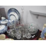 Edinburgh Crystal Bowls, Stuart Decanter, other glassware, oval tray.