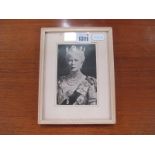 A Framed Signed Black and White Photograph of Queen Mary, 12 x 8cm.