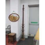 XIX Century Cast Iron Lamp post, with twin bulbous and quatrefoil shaped body, on square base,