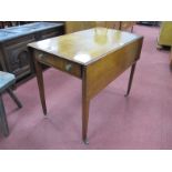 A XIX Century Mahogany Pembrooke Table, with drop leaves, single drawer on tapering legs, 72cm