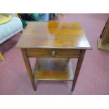 An Early XX Century Mahogany Side Table, with a single drawer, square legs with under shelf, 64cm