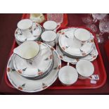 Shelley Tea Dessert Service, with floral decoration, thirty three pieces:- One Tray