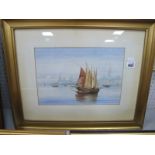 B Bauckham, Venetian Scene with Vessels in Tranquil Waters, watercolour, signed lower left, 22.5 x