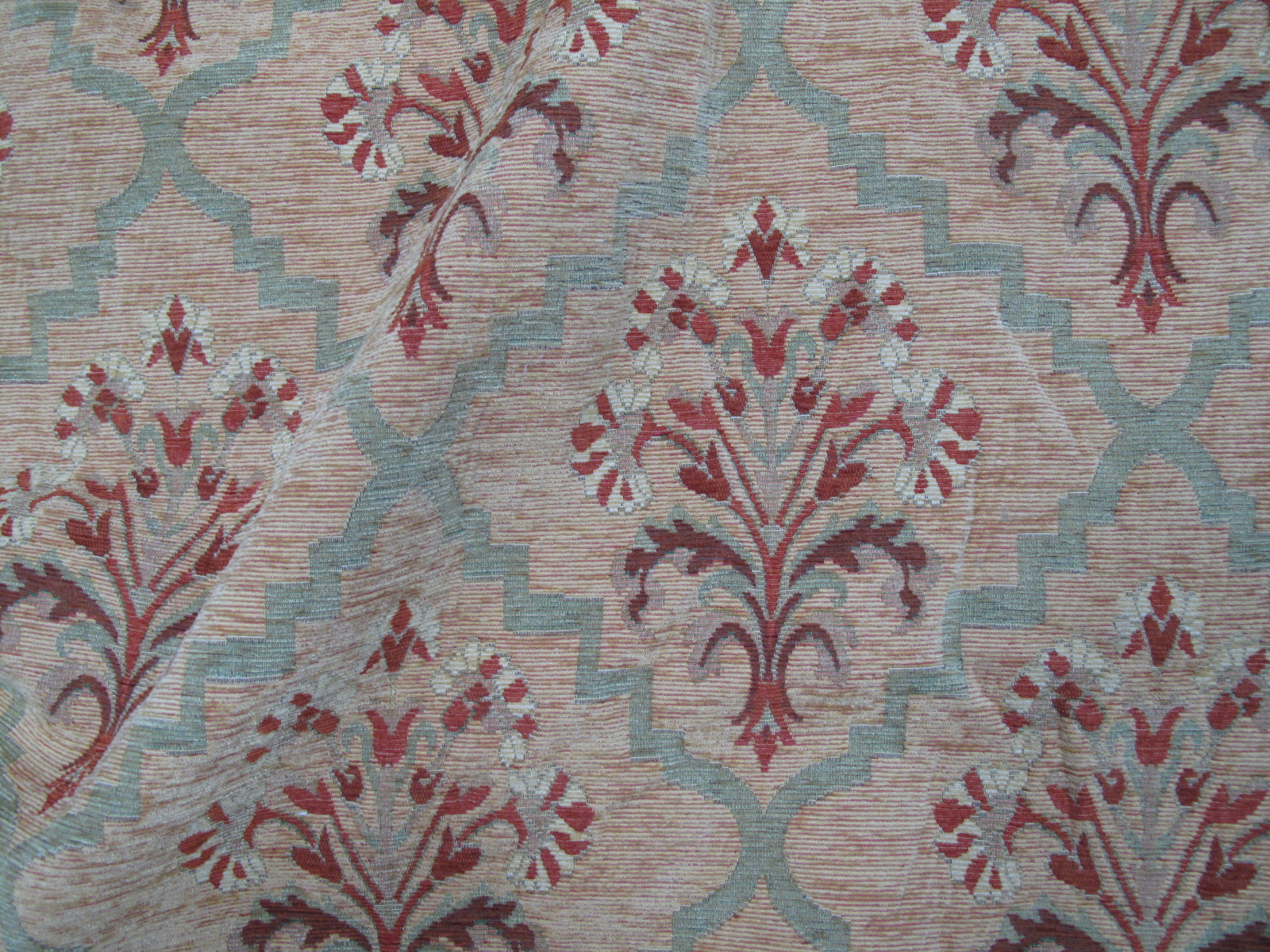 Curtains - Good Quality Heavy Chenille Curtains, with a floral design on mustard ground, lined, - Image 3 of 8