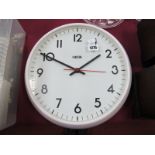 A Circa 1950's/60's White Bakelite Wall Clock, with original electric movement by Smiths, 35.5cm