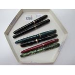 Six Fountain Pens, including Parker (3), Waterman's Osmiroid and Lonway Stewart, all with stamped "