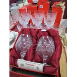 Royal Brierley - twelve various lead crystal drinking glasses, boxed in pairs.