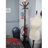 A Bentwood Hat Coat Stand, with five C scroll hooks, on splayed legs.