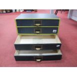 A Small Bank of Four Office Filing Drawers, brass pulls lettered 'Advance' to each, 39cm wide.
