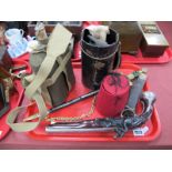 Replica Pistol, Khaki covered water canister, razors, etc:- One Tray