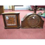 Enfield & Norland Walnut Cased Mantle Clocks, circa 1930's having Westminster chimes movement. (2)