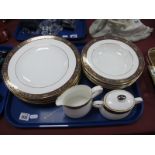 Royal Crown Derby 'Dauphin' Dinner Ware, comprising 6 x 27mm diameter plates, 6 x soups, sucrier and