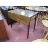 George III Mahogany Pembroke Table, with drop leaves, single drawer on tapering legs.