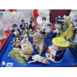 XIX Century and Later Staffordshire Figures, Shorter Toby jug, piano baby, etc. One Tray,
