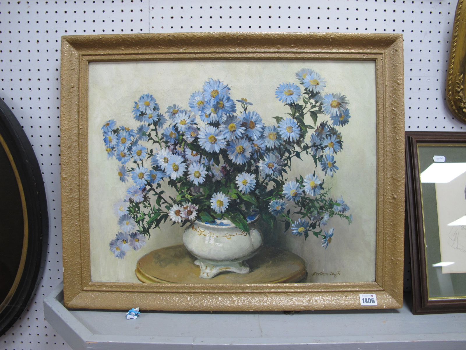 A Bartram Leigh, Still Life of Flowers in Vase, oil on canvas, signed lower left, 42.5 x 58cm
