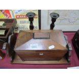 XIX Century Rosewood Sarcophagus Shaped Tea Caddy, on bun feet, 23.5cm wide, pair of oak barley