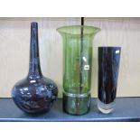 Royal Doulton 'Desire' Bulbous Vase, 47cm high, green glass vase with flared rim, heavy glass