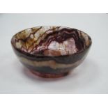 Derbyshire Blue John Bowl, 3cm high, 7.5cm diameter, signed by Steve Beckett, No 83, 11th May 1987.