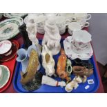 Beswick Fox & Trout, (damages), Marbelette figures, boot posies, etc:- One Tray.