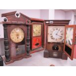 Seth Thomas of Plymouth Hollow, red lacquered cased mantle clock 41.5cm, high, another with